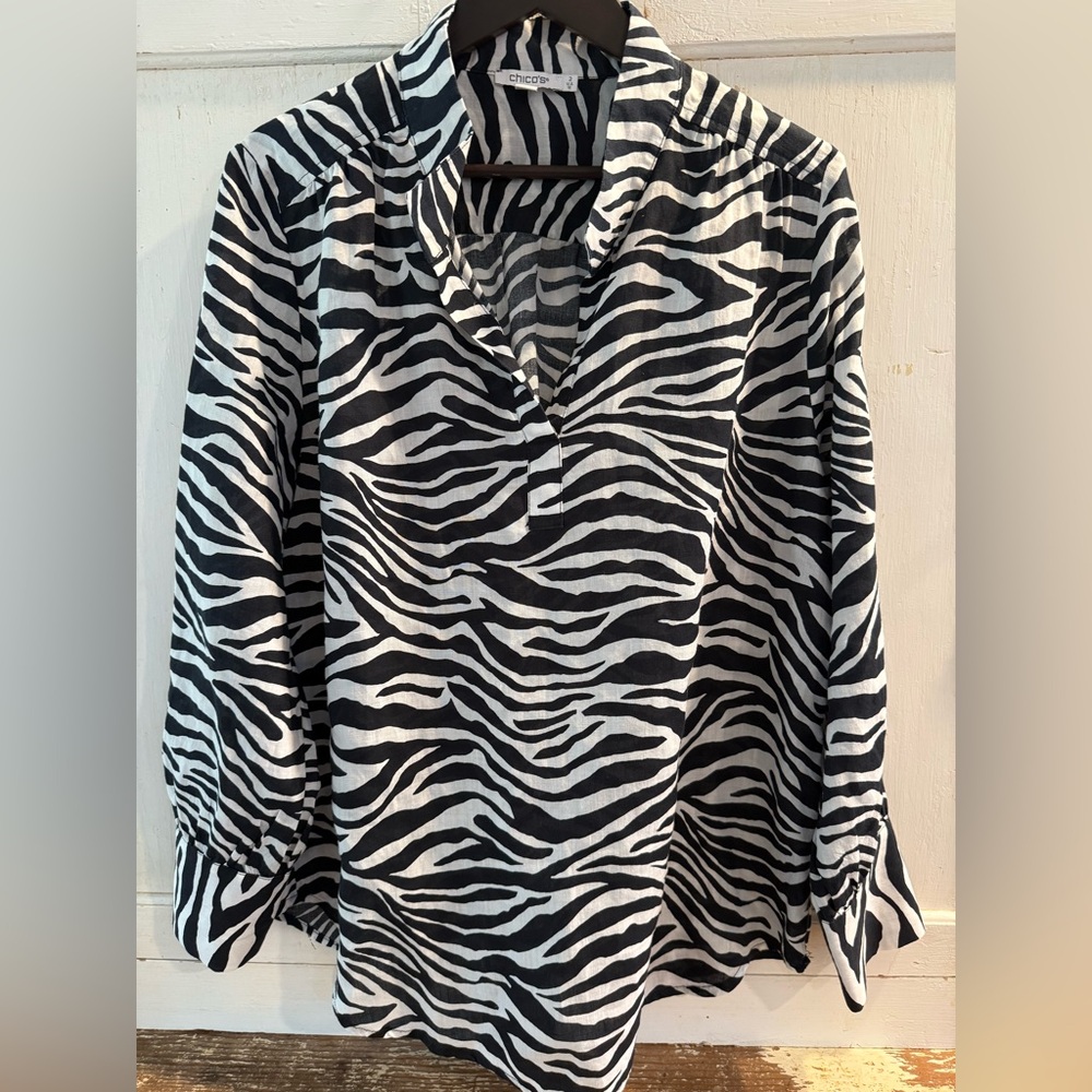 Chico’s Zebra Stripe Shirt(Like New)
